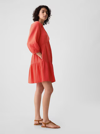 Crinkle Gauze Tiered Mini Dress | Gap (US)