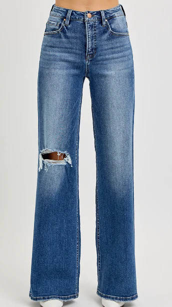Wide Leg Distressed Jean | Sexy Modest