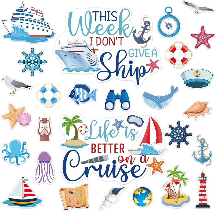 27PCS Cruise Door Decorations Magnetic, Large Nautical Cruise Magnets for Door Reusable Funny Car... | Amazon (US)