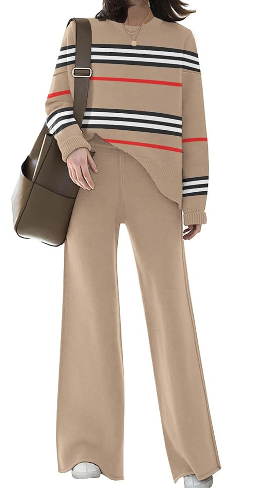 ETCYY NEW Womens Elegant Lounge Sets Knitted Sweatsuit Sets 2 Piece Outfits with Sweater Tops and... | Amazon (US)