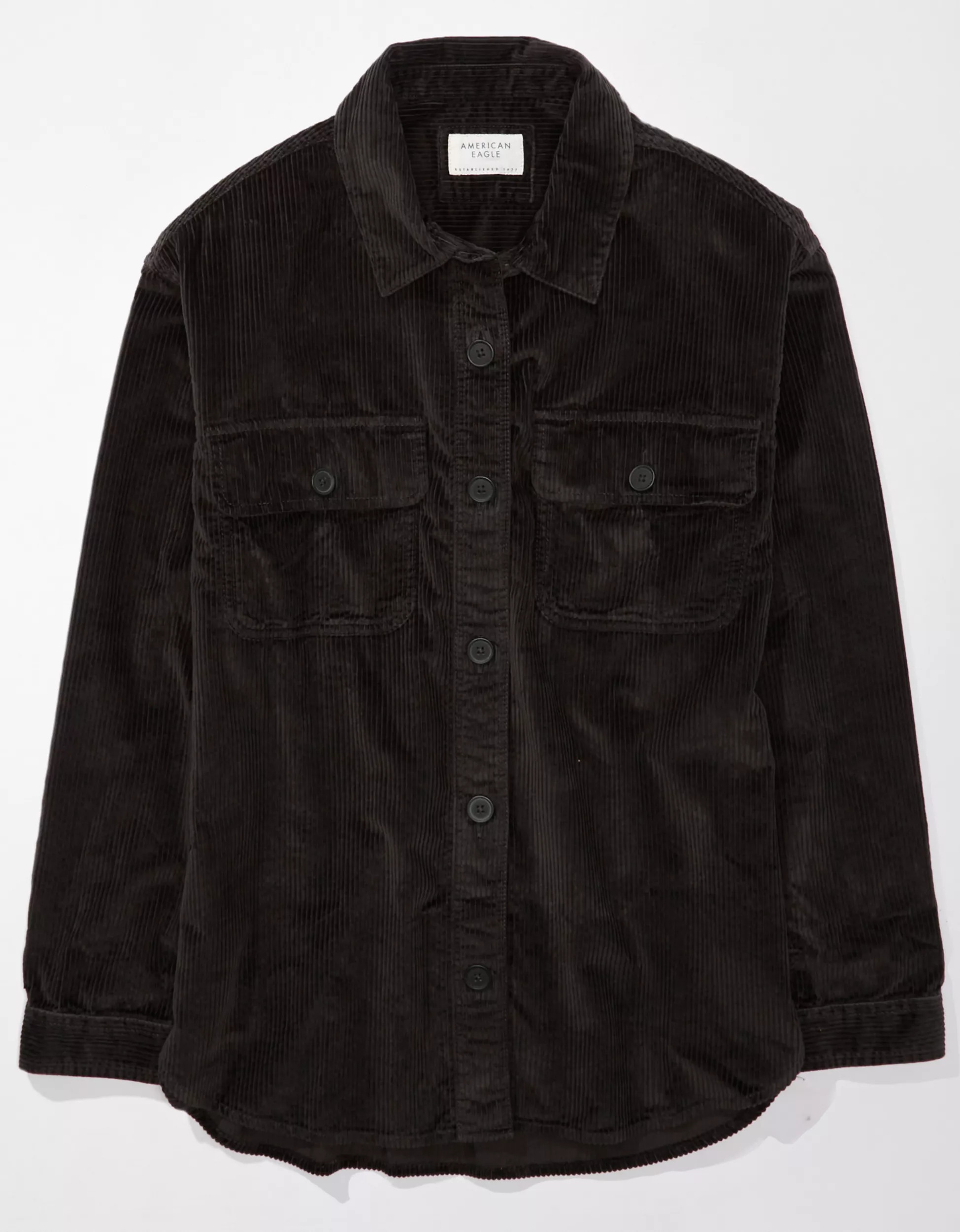 AE Dreamy Drape Oversized Corduroy Shirt | American Eagle Outfitters (US & CA)