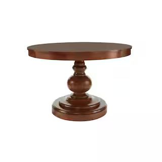 Greymont Walnut Finish Round Pedestal Dining Table for 6 (47.64 L x 29.75 in. H) | The Home Depot