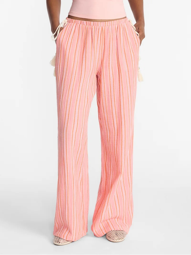 No Boundaries Cotton Gauze Side Tie Beach Pants, 31.5" Inseam, Women's XXS-4X | Walmart (US)