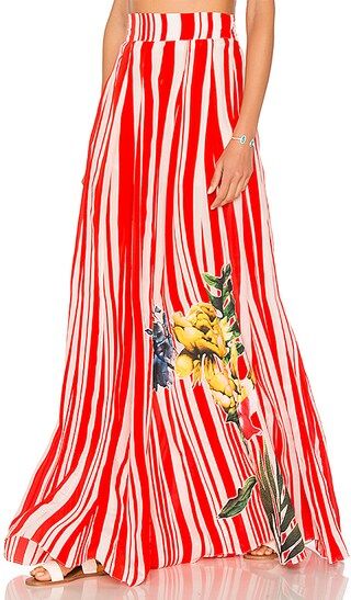 ROCOCO SAND High Waist Maxi Skirt in Red | Revolve Clothing