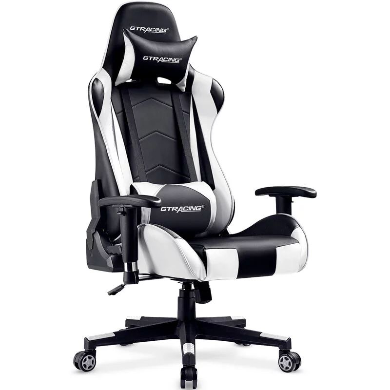 GTRACING Gaming Chair Office Chair in Home Leather with Adjustable Headrest and Lumbar Pillow, Wh... | Walmart (US)