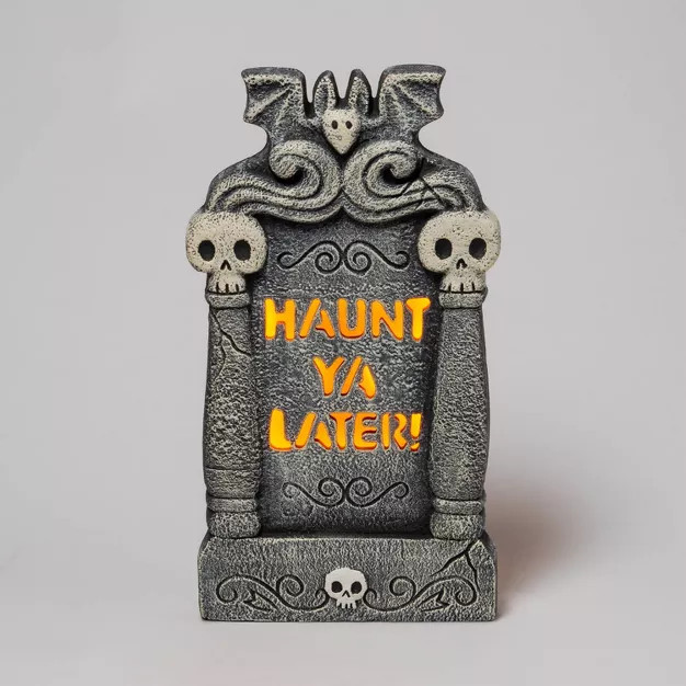 Light Up "Haunt Ya Later" Foam Tombstone Halloween Decorative Prop - Hyde & EEK! Bout... | Target