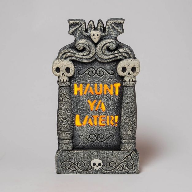 Light Up &#34;Haunt Ya Later&#34; Foam Tombstone Halloween Decorative Prop - Hyde &#38; EEK! Bout... | Target