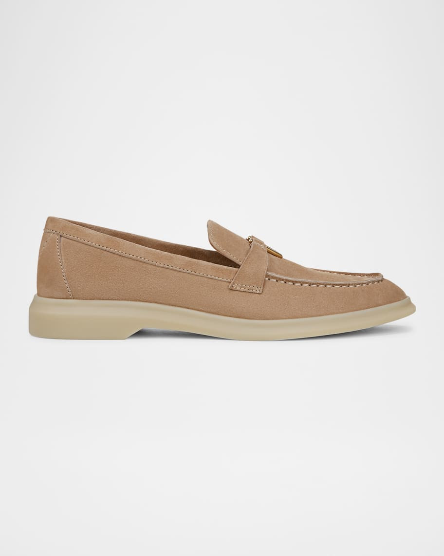 Ailey Suede Medallion Slip-On Loafers | Neiman Marcus