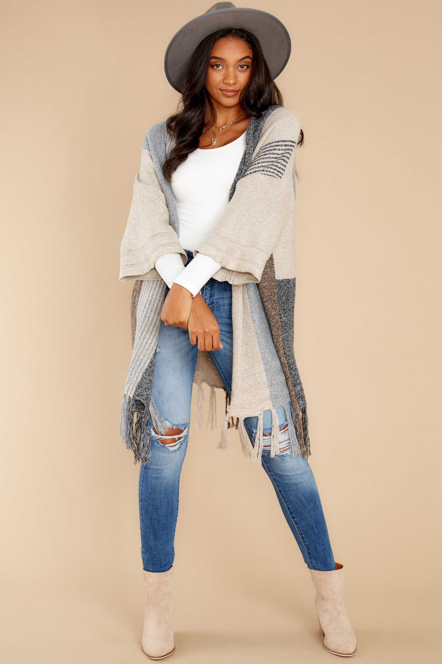 Frosted Upon Grey Multi Cardigan | Red Dress 