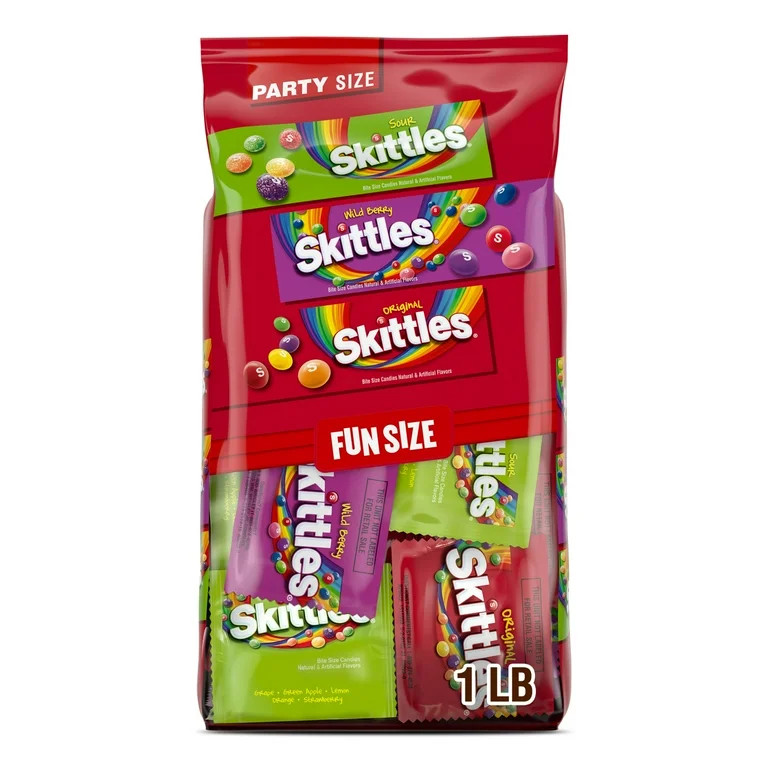 Skittles Original, Wild Berry & Sour Fun Size Chewy Candy, Party Size - 26.46 oz Bulk Bag | Walmart (US)