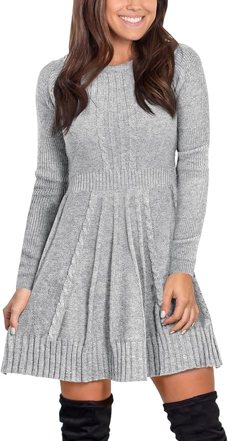 Maisolly Sweater Dress Pullover Tunic Long Sleeve Flare Dress | Amazon (US)