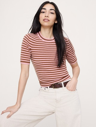 Lightweight Cashmere Short-Sleeve Sweater | Banana Republic (US)