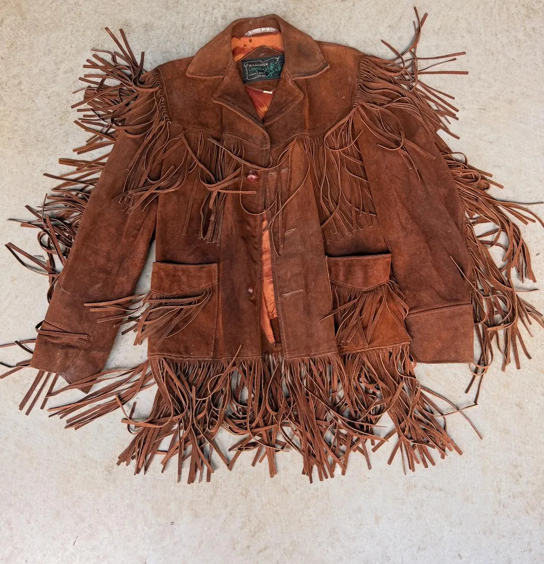 Vintage Schott Bros Suede Fringed Rancher Jacket - Western Cowboy Wear- Brown Motorcycle Leather ... | Etsy (US)