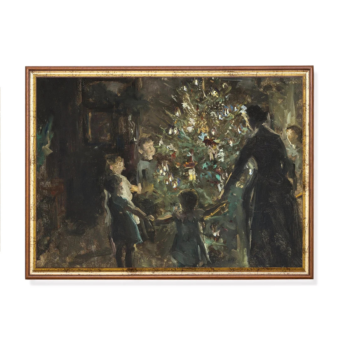Vintage Christmas Tree Oil Painting Print: Antique Holiday Art - Etsy | Etsy (US)
