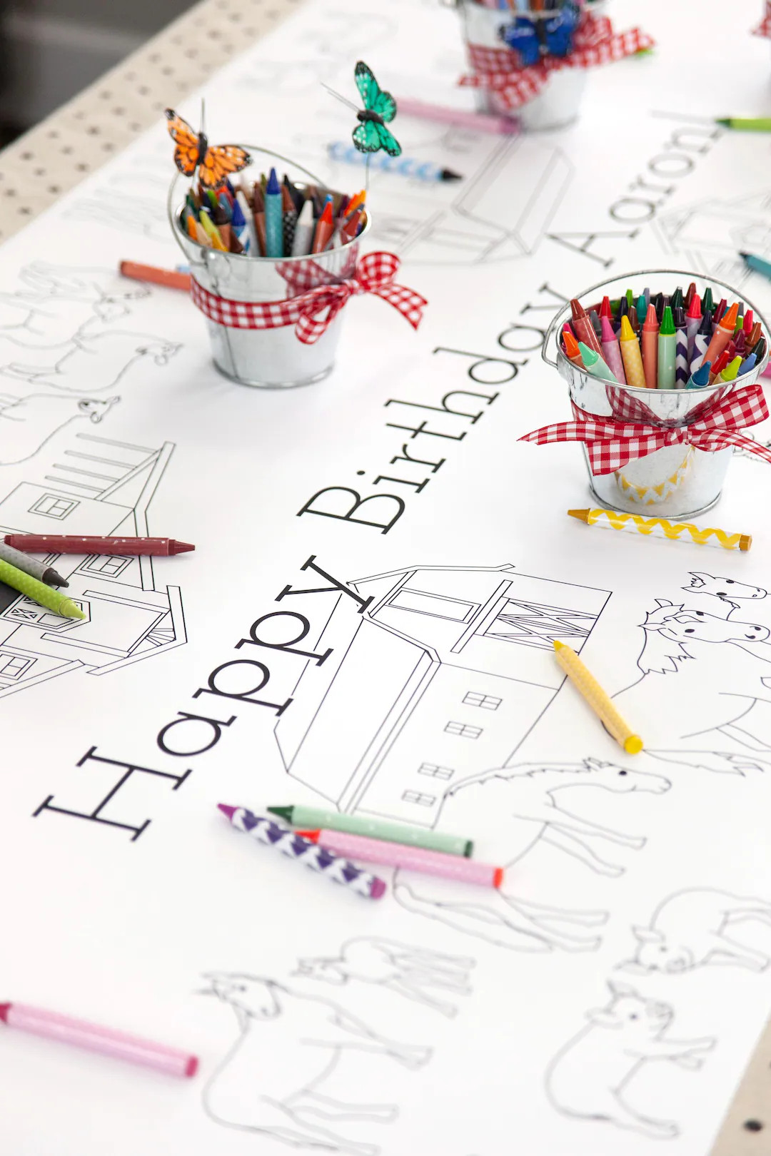 Farm Themed Birthday Party Table Runner Coloring Page Personalized Gift / Barnyard Theme Kids Dec... | Etsy (US)