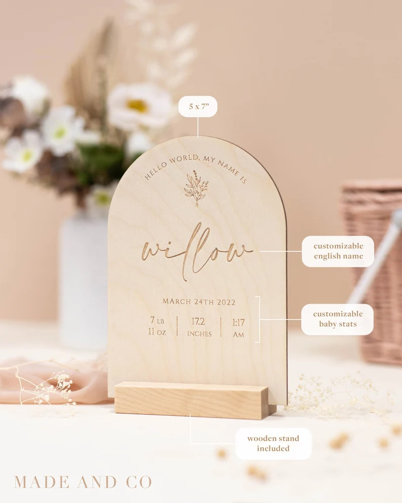 Birth Announcement Sign, Baby Name Announcement, Welcome Sign, Baby Stats, Keepsake, Hello World,... | Etsy (US)