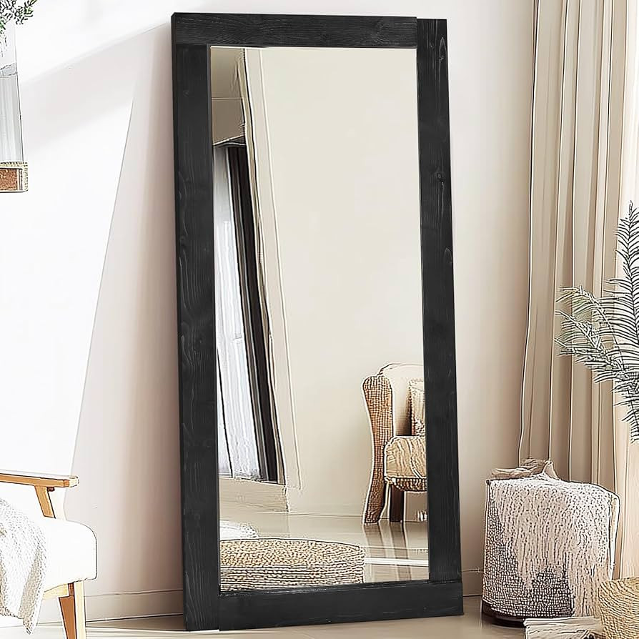 Full Length Mirror 71"x32" – Solid Wood Frame, HD Tempered Glass, Wall Mounted & Leaning, Rusti... | Amazon (US)