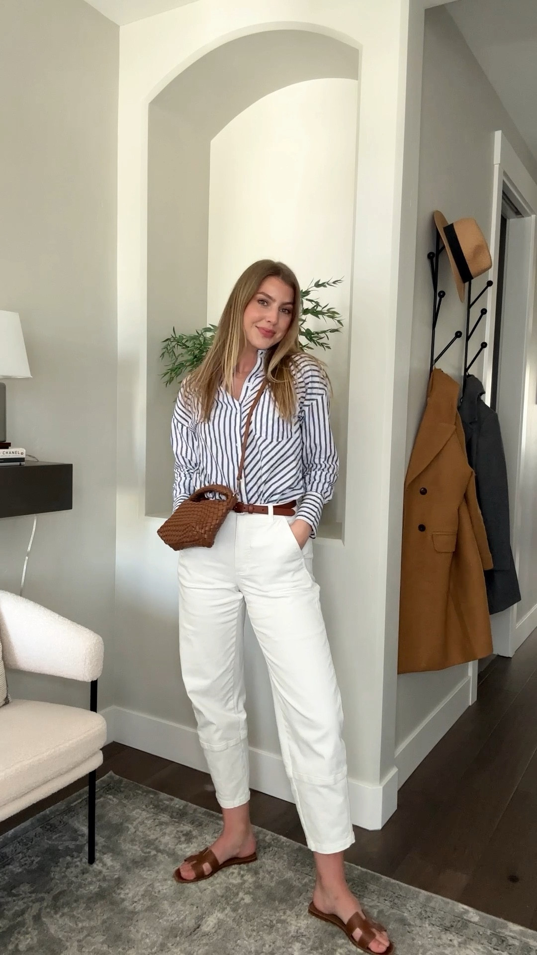Coastal grandmother chic, white barrel pants (4 tall), hermes Oran, white and blue striped shirt, amazon quilted bag

#LTKunder100 #LTKworkwear #LTKSeasonal