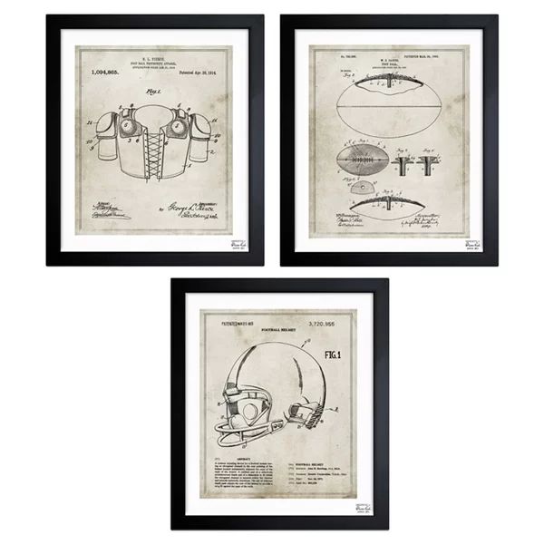 Football - 3 Piece Picture Frame Graphic Art Set (Set of 3) | Wayfair North America