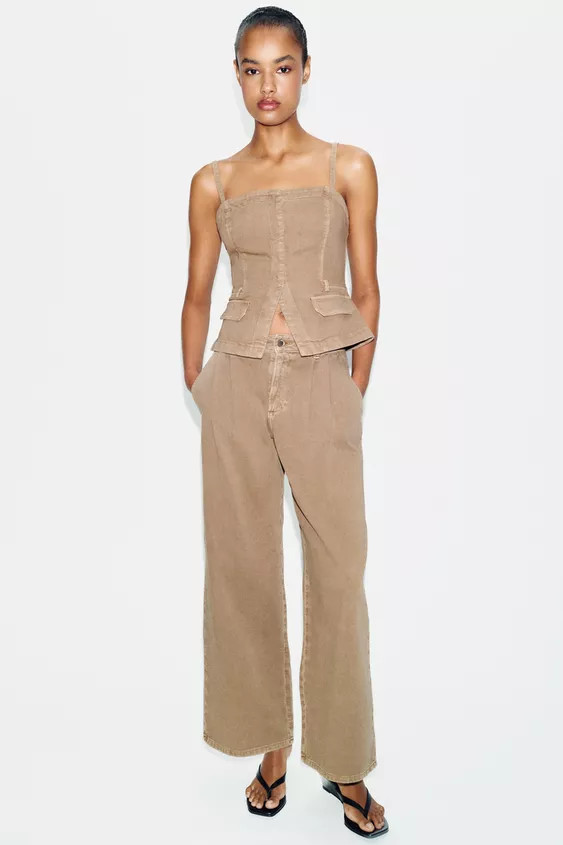 Z1975 DENIM STRAPPY TOP | Zara UK