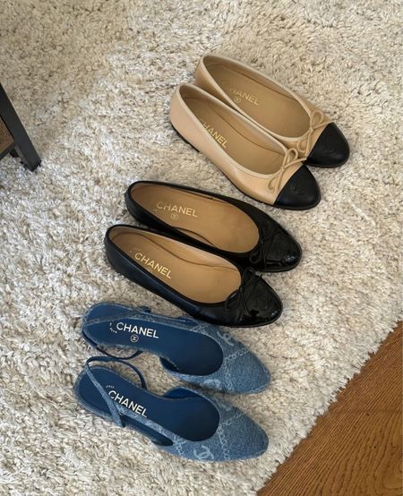 Chanel ballet flat dream collection 🖤 Always featuring the classic black and nude ballet shoes, however the blue denim sling backs have my heart for spring time!

#LTKshoes #LTKspring