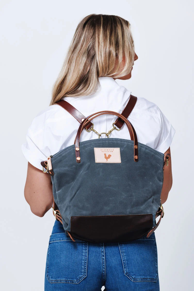 Slate Blue Wax Canvas Backpack 2.0 | Meanwhile Back on the Farm | Meanwhile Back on the Farm