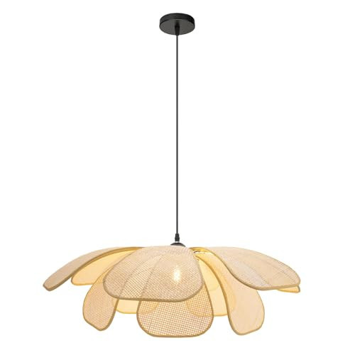 GloMuse Rattan Pendant Light Boho Chandelier Flower Light Hand-Woven Rattan Hanging Lamp Wicker Chandelier Basket Hanging Light Fixture for Dining Living Room Island Kitchen Bedroom | Amazon (US)