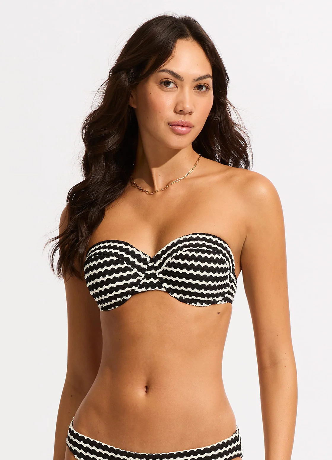 Mesh Effect Bustier Bikini Top - Black | Seafolly Australia