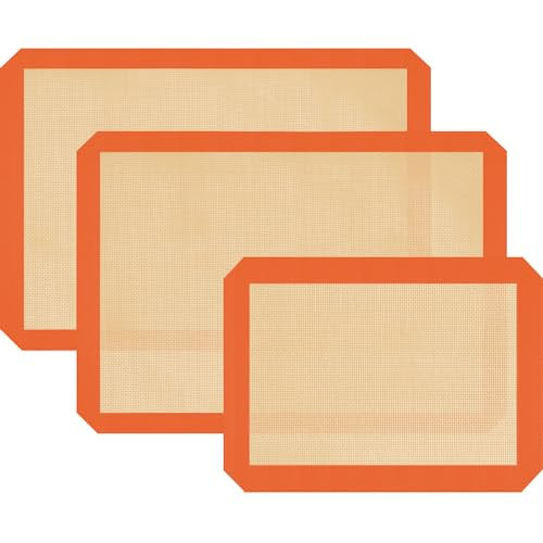 Silicone Baking Mat Set of 3, Silicone Baking Mats Cookie Sheet, Non-Stick Mats for Baking, Easy Clean & Reusable Oven Baking Sheet for Making Macaroons, Cookies | Amazon (US)