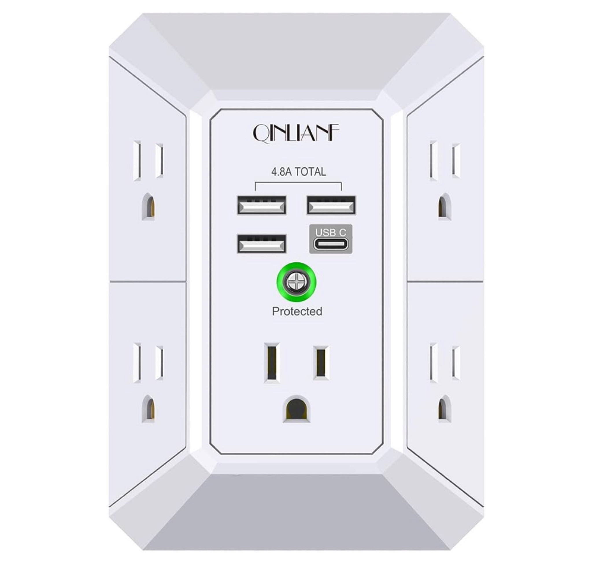 Wall Charger, Surge Protector, QINLIANF 5 Outlet Extender with 4 USB Charging Ports (4.8A Total) 3-Sided 1680J Power Strip Multi Plug Adapter Spaced for Home Travel Office (3U1C)

#LTKGiftGuide #LTKHome #LTKFamily