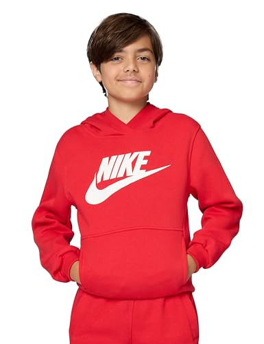 Nike Big Kid's Sportswear Club Fleece Hoodie, University Red/White, Small | Amazon (US)