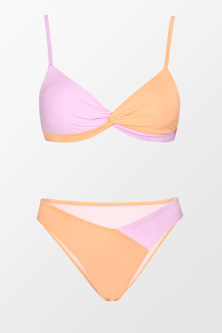 Spring Macaron Twist Shape Bralette and V Front Hipster Set | Cupshe