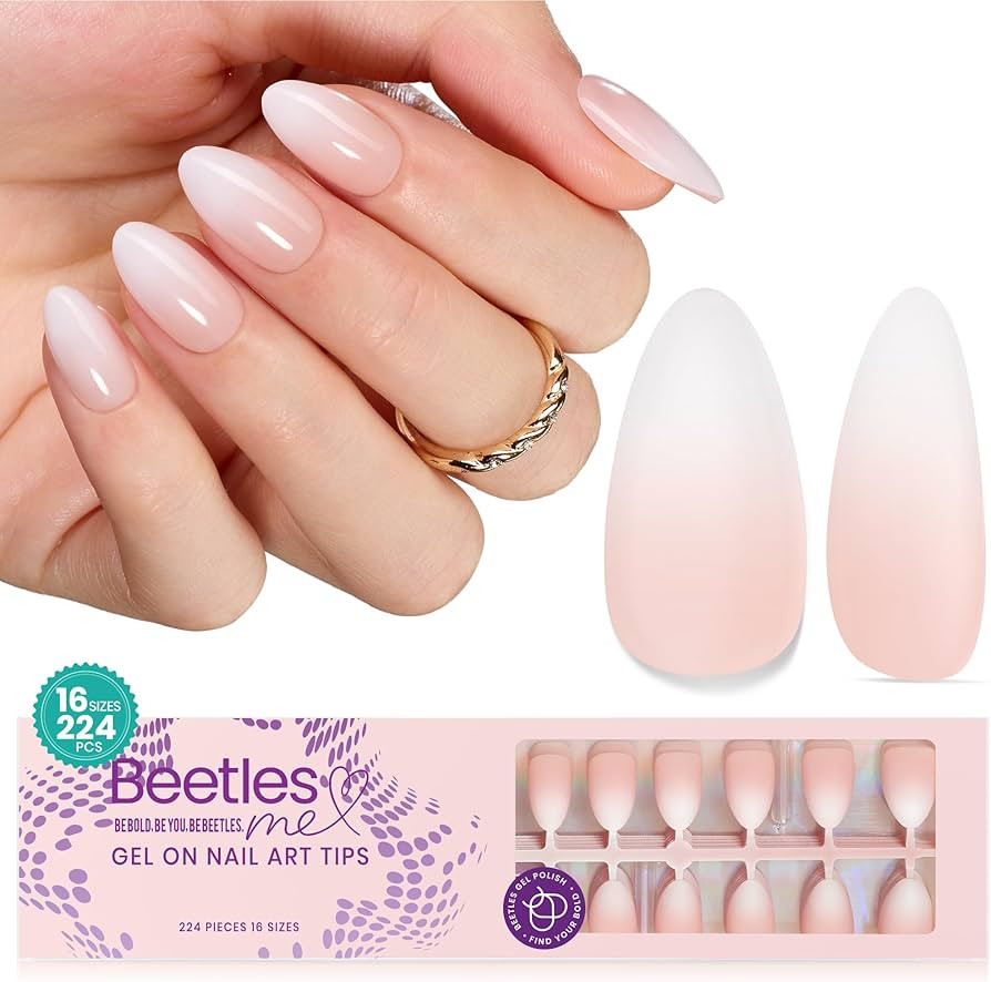 Beetles Ombre Press on Nails: 224 PCS Short Almond Gel Nail Tips, Pink Press ons Pre-applied Prim... | Amazon (US)