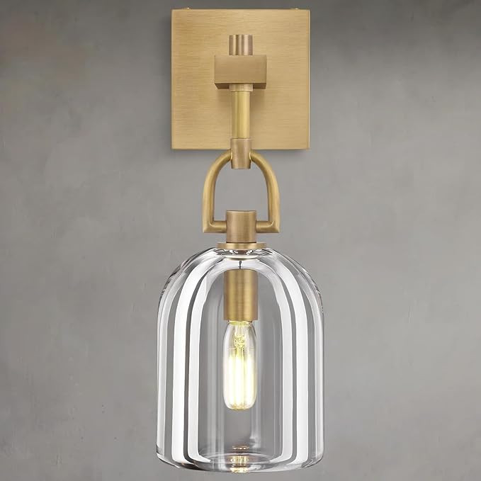 Botanist Cloche Crystal Wall Sconce, Modern Brass and Crystal Bathroom Wall Sconce, Indoor Luxury... | Amazon (US)