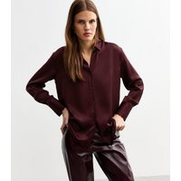 Women's Burgundy Long Cuff Satin Shirt New Look | New Look (UK)
