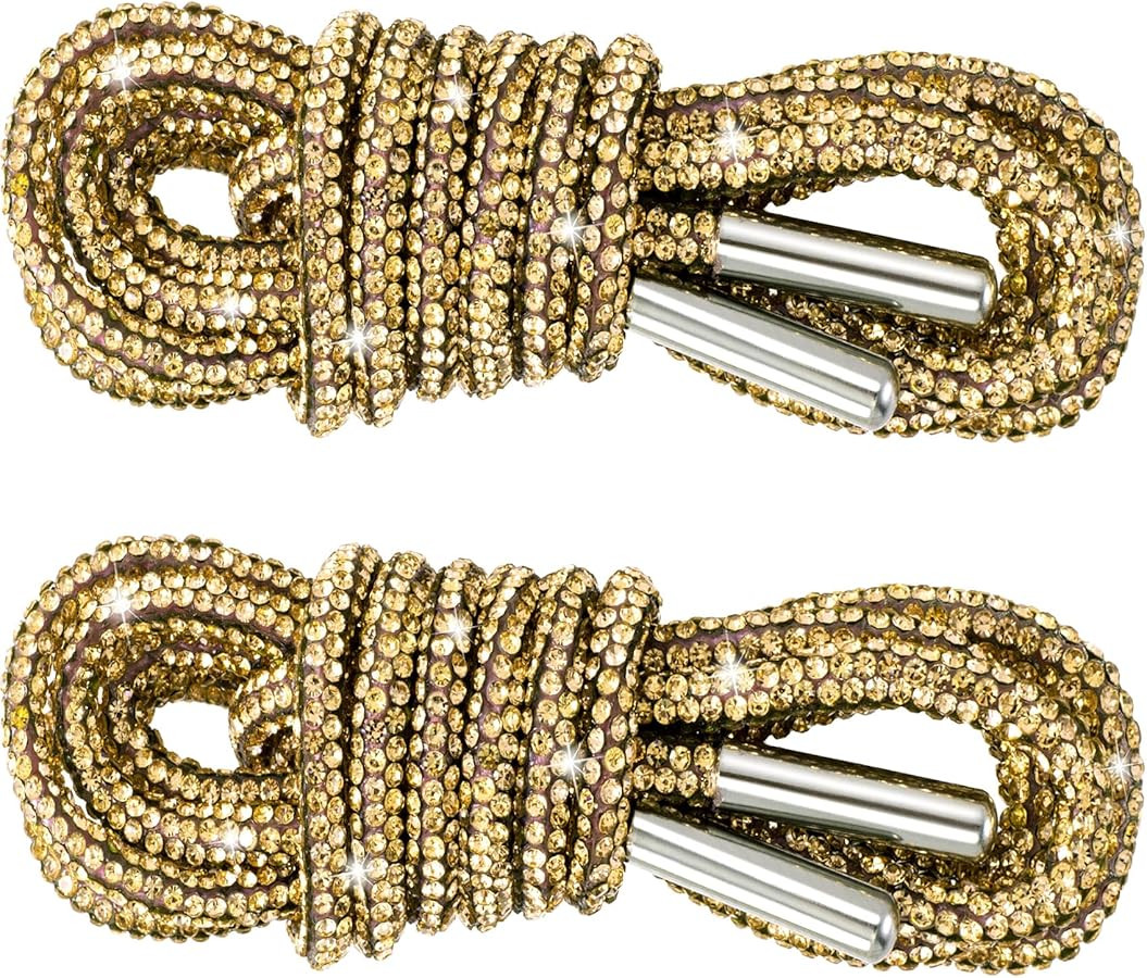 PAGOW 1 Pair Rhinestone Shoe Laces, Round Glitter ShoeLaces for Sneakers, Crystal Bling Diamond R... | Amazon (US)