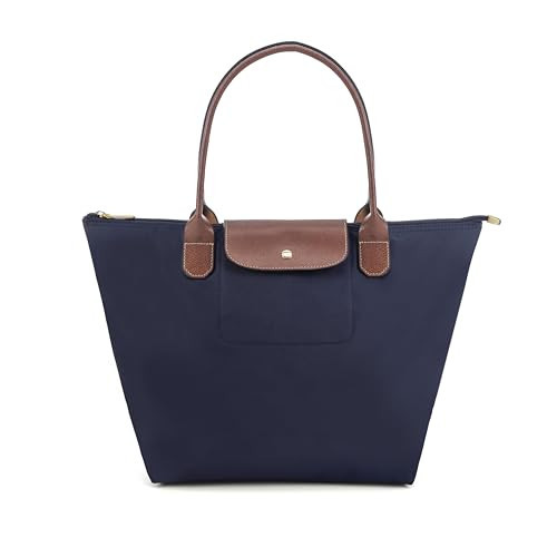 dassymia Tote Bag for Women Foldable Shoulder Bag Nylon Weekend Hobo Handbag, Navy | Amazon (US)