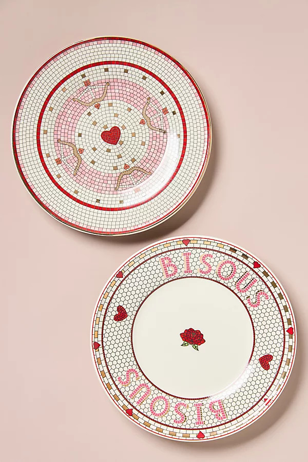 The Bistro Tile Stoneware Dessert Plate: Valentine's Edition | Anthropologie (US)