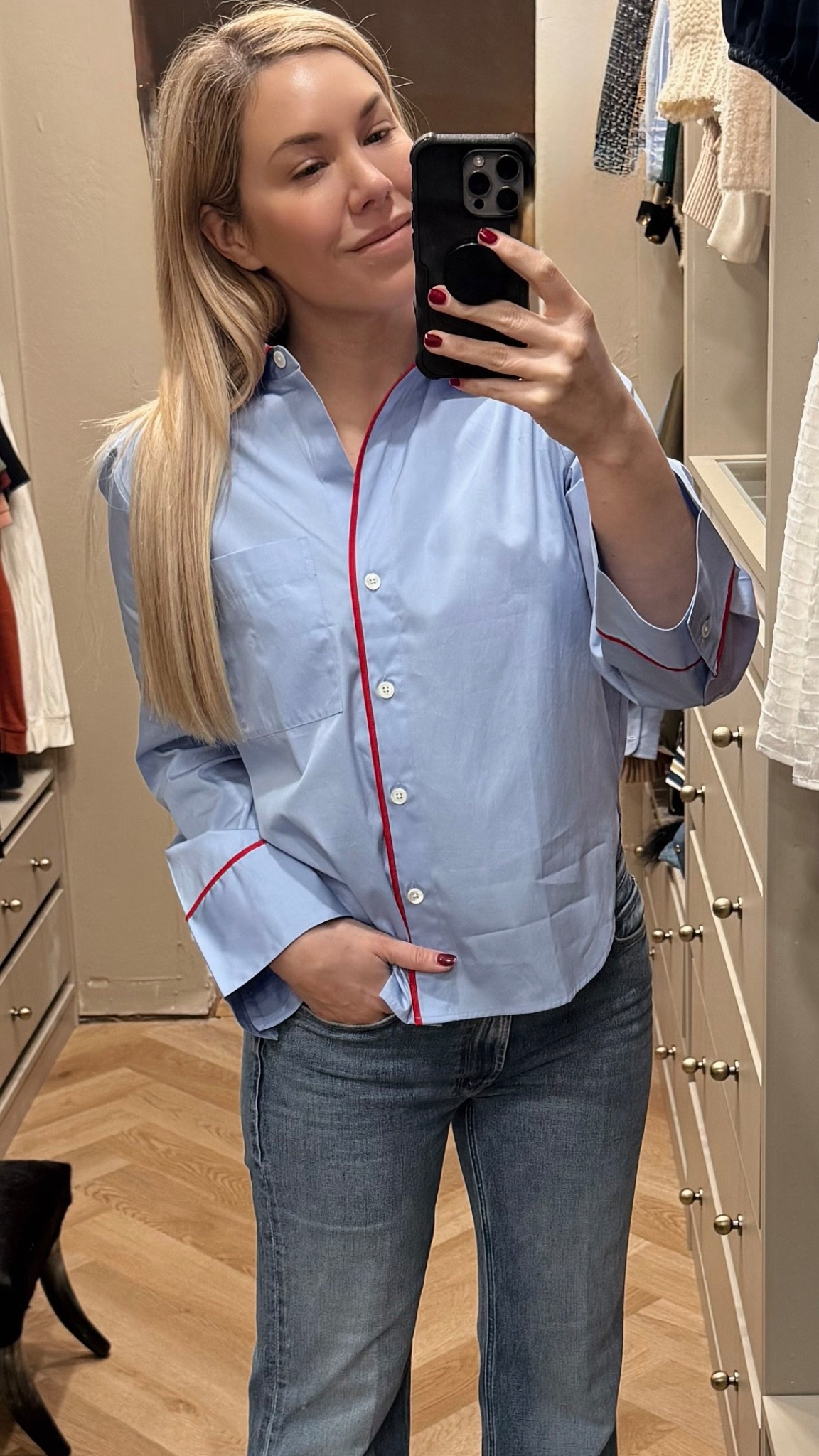 Obsessed with this pajama top!
**Jeans run small but stretch**

#LTKValentine #LTKootd #LTKdayinmylife