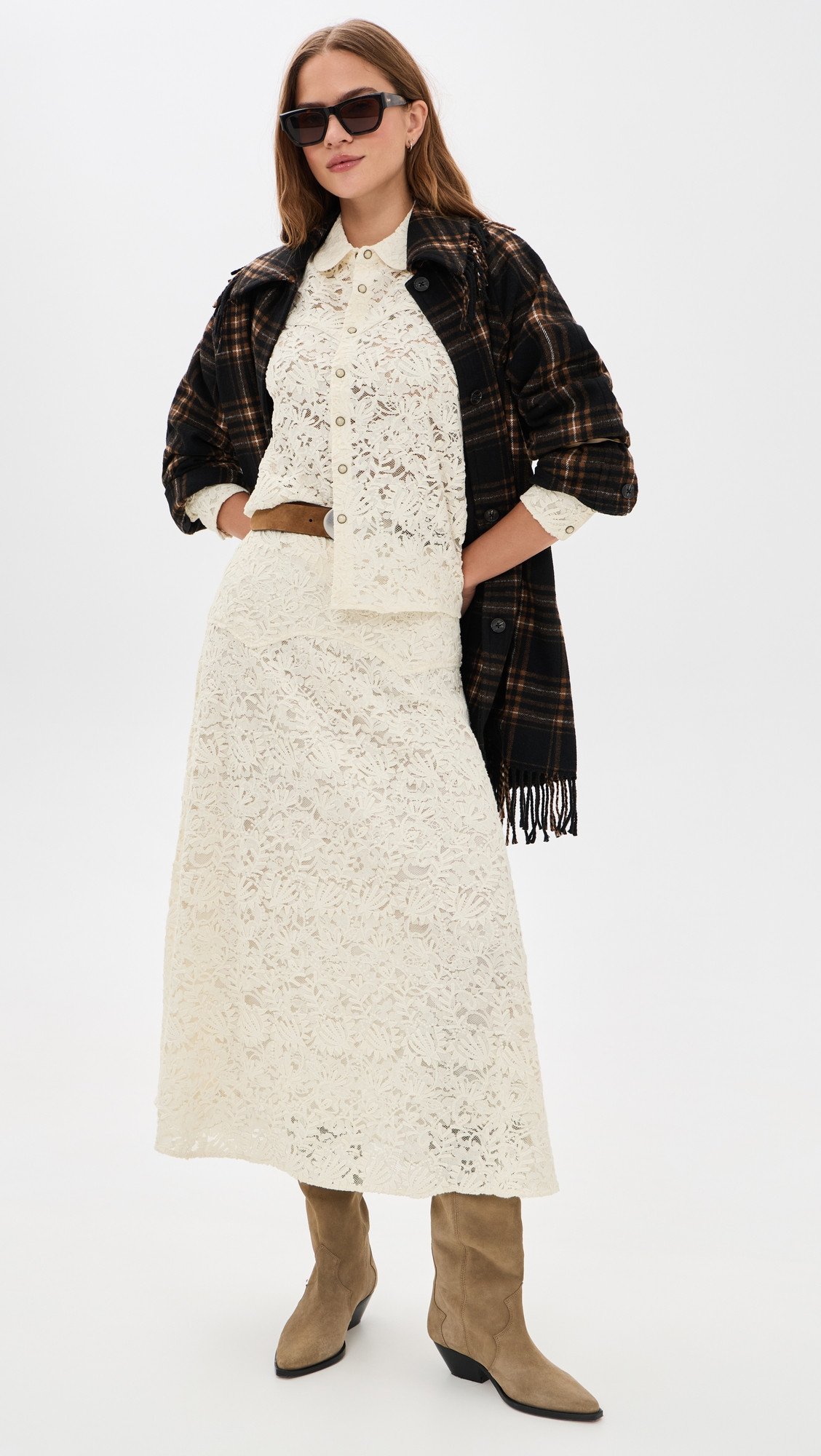 THE GREAT. The Relic Lace Saddle Skirt Cream 2 | Shopbop