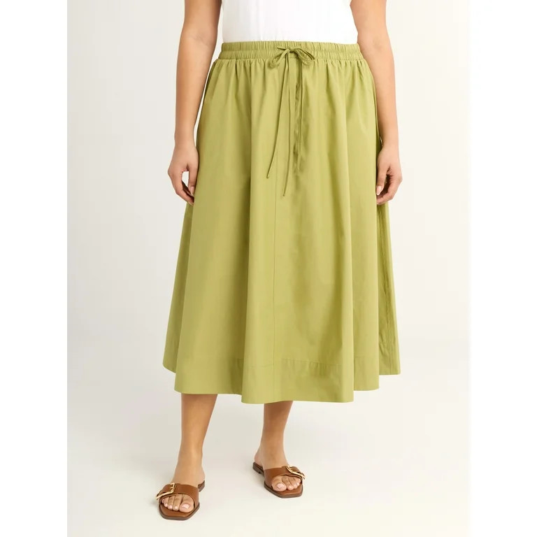 Free Assembly Women's and Women's Plus  Tie Front Cotton Maxi Skirt, XS-4X | Walmart (US)