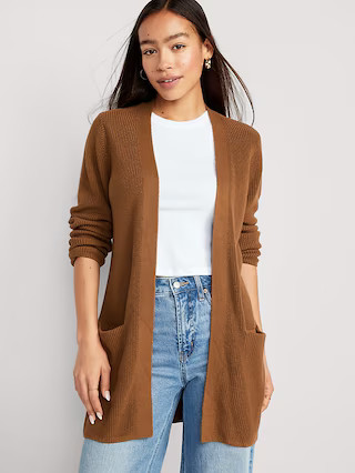 Textured Long-Line Open-Front Sweater for Women | Old Navy (US)