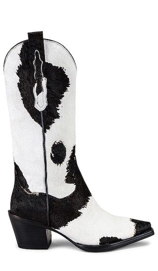 Dagget F Boot in Black & White Cow | Revolve Clothing (Global)