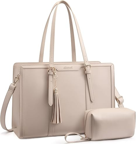 LOVEVOOK Laptop Bag for Women 15.6 inch Lightweight PU Laptop Tote Bag, Large Capacity Computer b... | Amazon (US)