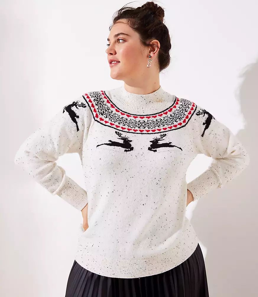 LOFT Plus Reindeer Fairisle Sweater | LOFT