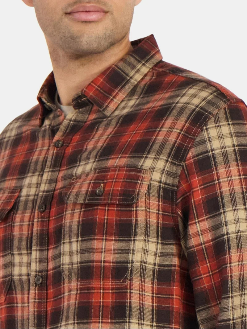 George Men's and Big Men's Double Pocket Flannel Shirt, Sizes XS-3XLT | Walmart (US)