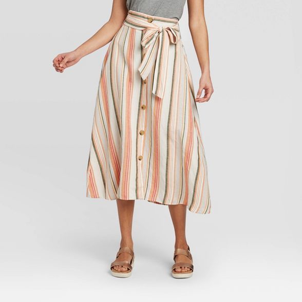 Women's High-Rise Button-Front Linen Skirt - A New Day™ | Target