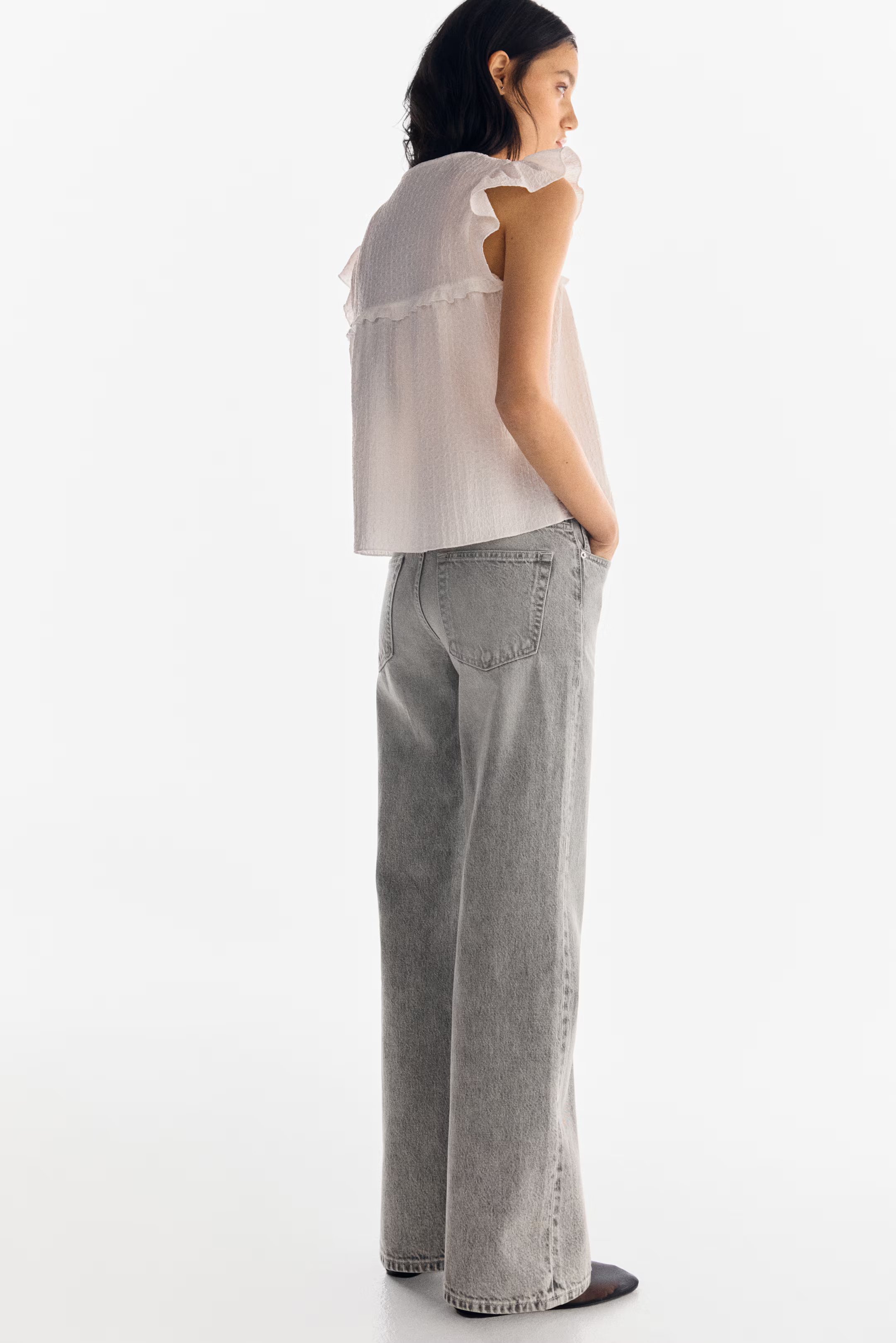 Wide High Jeans - Grey - Ladies | H&M GB | H&M (UK, MY, IN, SG, PH, TW, HK)