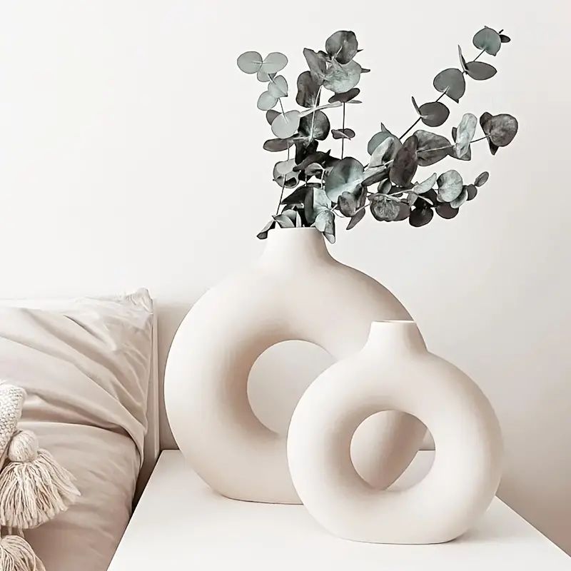 1pc, White Ceramic Vase White Vases For Decor, Modern Home Decor Vase, Boho Vases For Decor, Circ... | Temu Affiliate Program