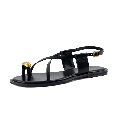 CUSHIONAIRE Corfu Flat Sandals for Women – Strappy Design with Toe Loop and Adjustable Ankle St... | Amazon (US)